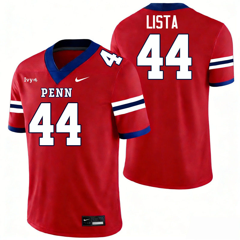 Pennsylvania Quakers #44 John Lista College Football Jerseys,Uniforms Stitched-Red